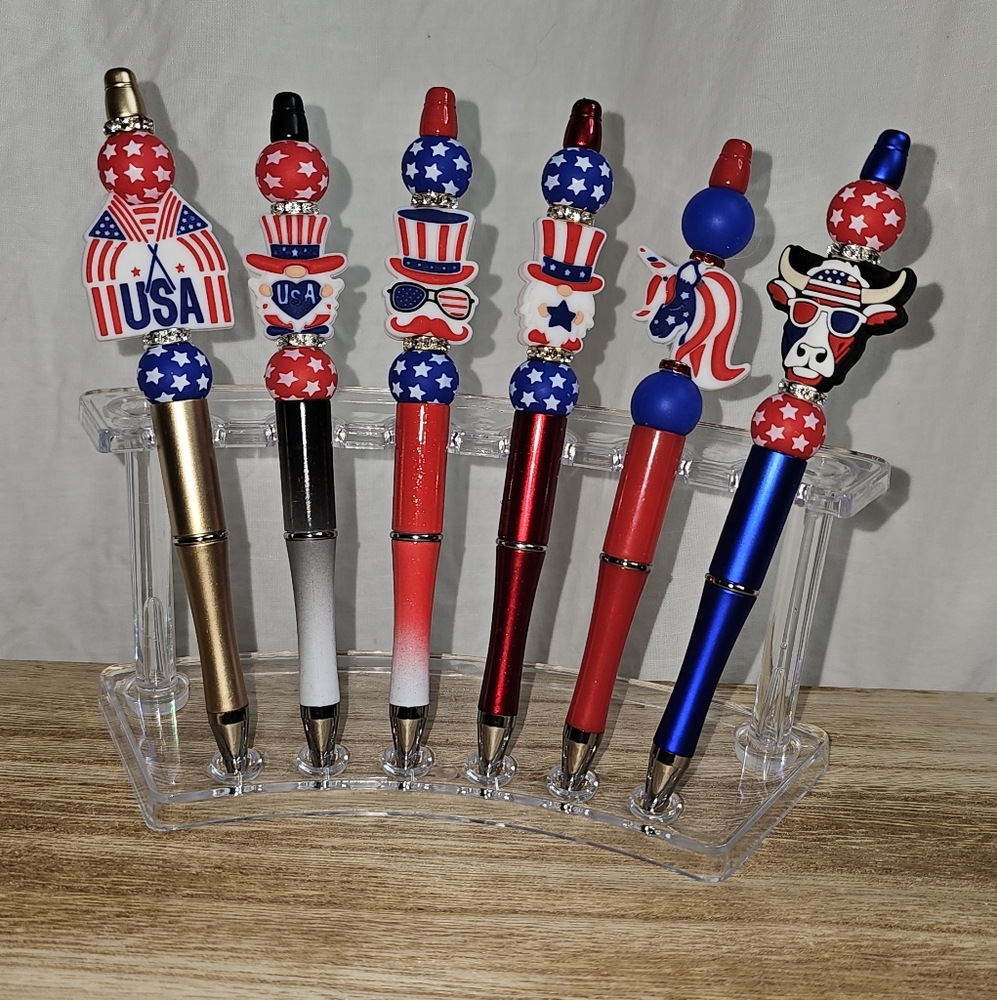 Hand-made Patriotic Bead Pens